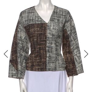 Zero + Maria Cornejo Patchwork Blouse in Brown and Gray